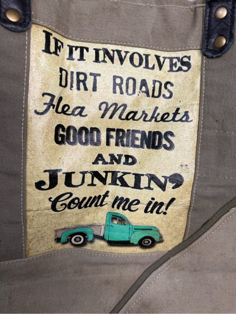 Canvas Hobo Tote in Olive with Black Handles and Green Accent Patch - Picture 2 of 8